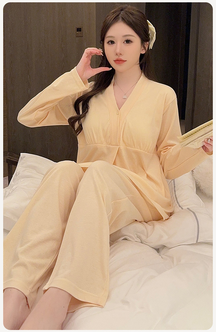 Simple Style Maternity Pajamas with Chest Pads, Pure Cotton, Thin Summer and Autumn Postpartum Nursing Sleepwear for Pregnant Women, All-Cotton for — 22