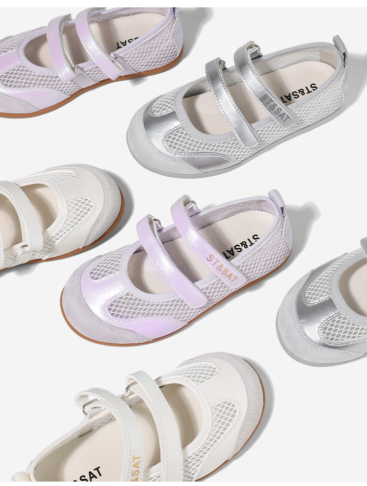 Saturday Kids' Shoes Children's Mary Jane Girls' Breathable Mesh Sandals Summer Velcro Ballet Style Casual Shoes — 13