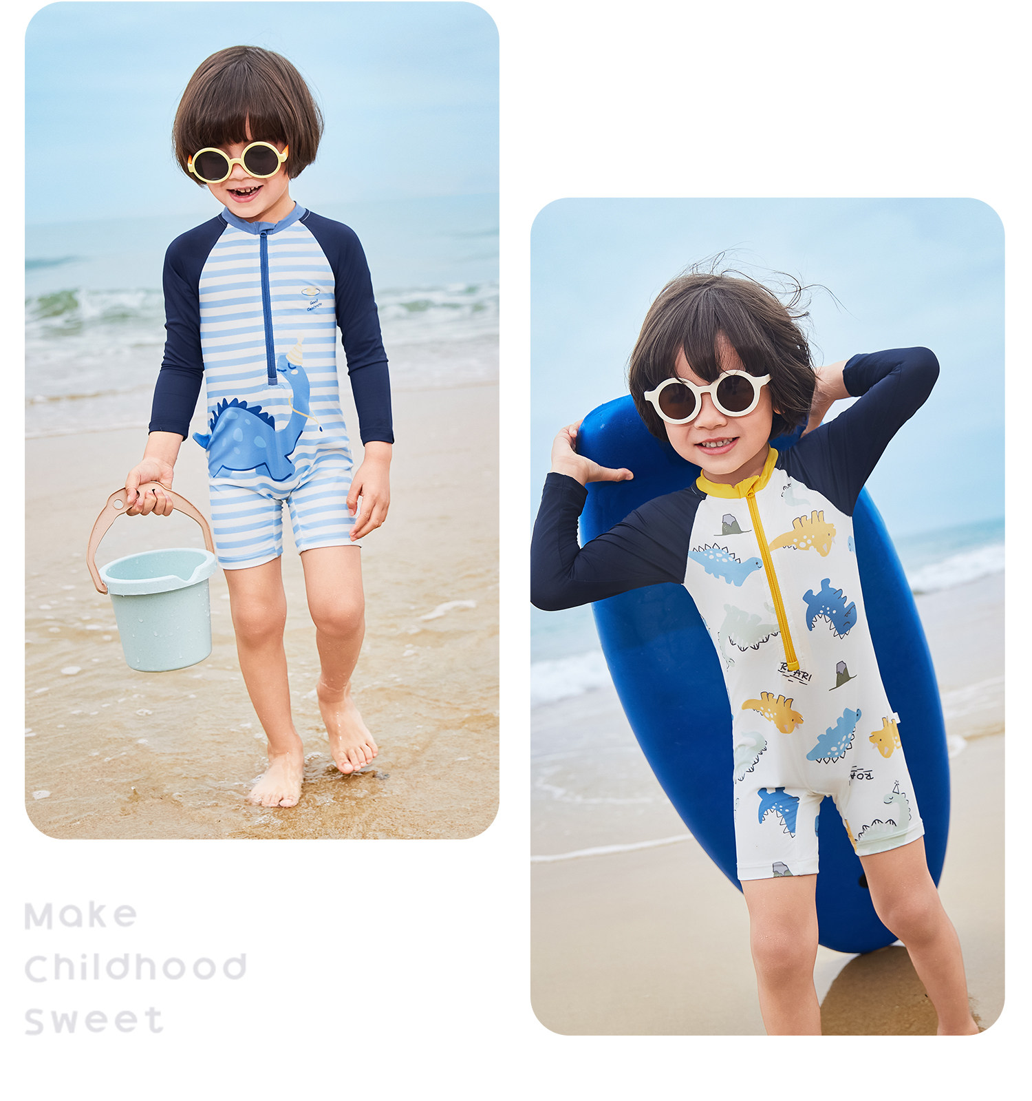 Quick-Drying Sun Protection Children's Separates Shark Long Sleeves Swimsuit — 37