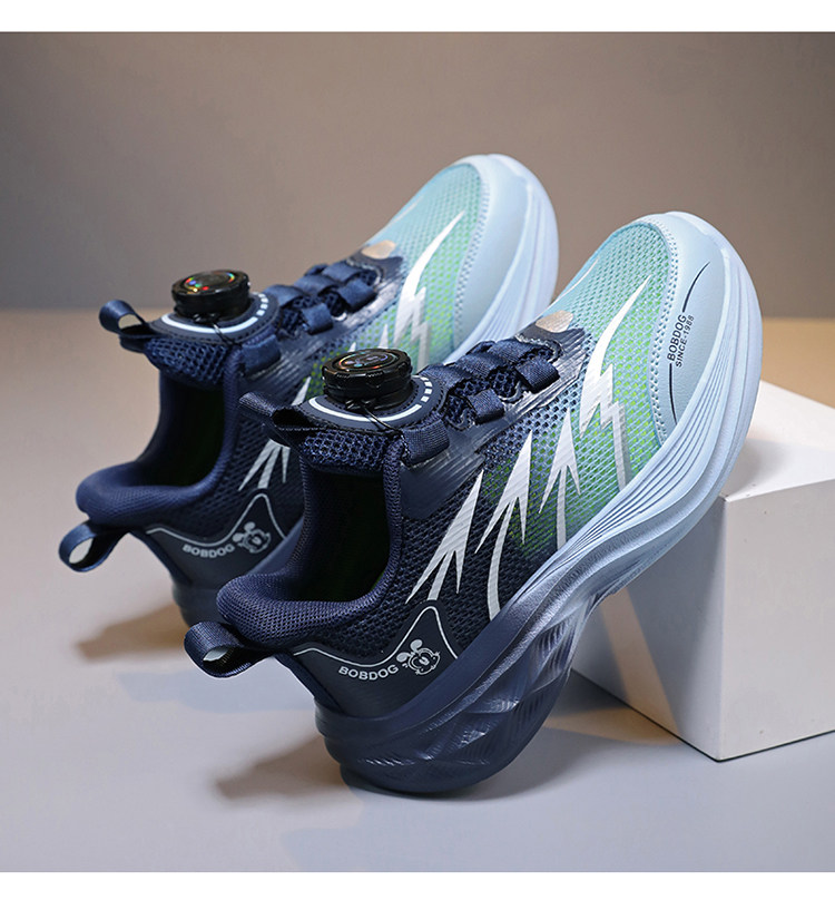Babudou Kidsren's Shoes Boys' Sports Shoes 2026 Autum New Style Rotating Button Mesh Breathable Kidsren's Running Shoes — 10