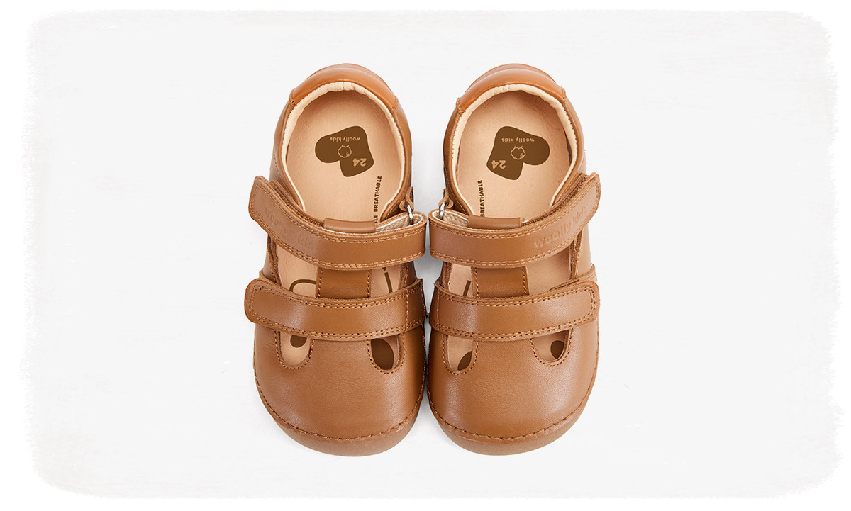 Woollykids Australian Genuine Leather Sandals for Boys and Girls, Summer Style, Zero Heel Difference, Velcro Children's Shoes — 28