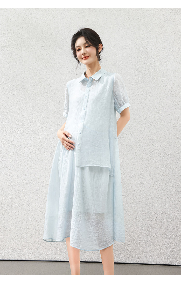 Forencos Maternity Dress 2026 New Loose Tencel Dress Summer Thin Mid-Length Dress Elegant Outfit — 14
