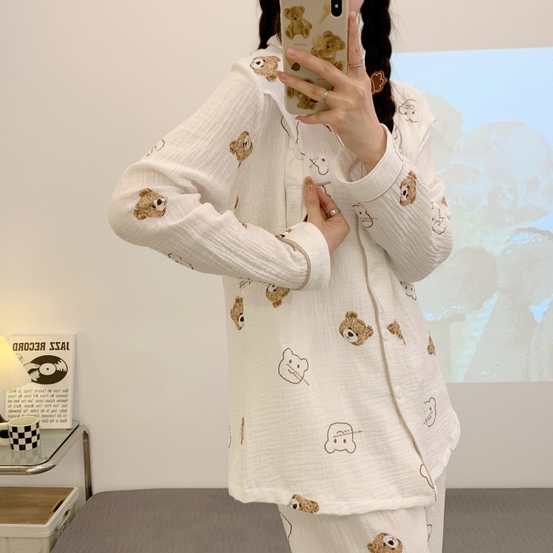 All-Cotton Maternity Pajamas for Summer, Thin Style, Postpartum Nursing, April/May, Women's Maternity Sleepwear, All-Cotton Two-Piece Set — 22