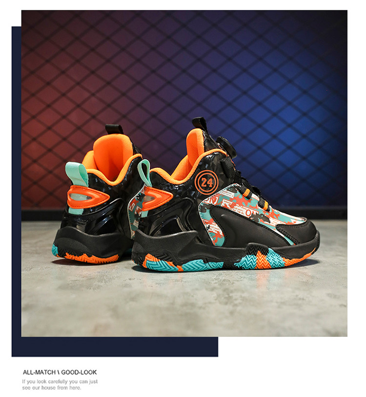 Kardin Boys' Shoes 2026 Spring and Autumn New Sports Casual Shoes Non-Slip Basketball Shoes for Older Children with Rotating Buckle — 18