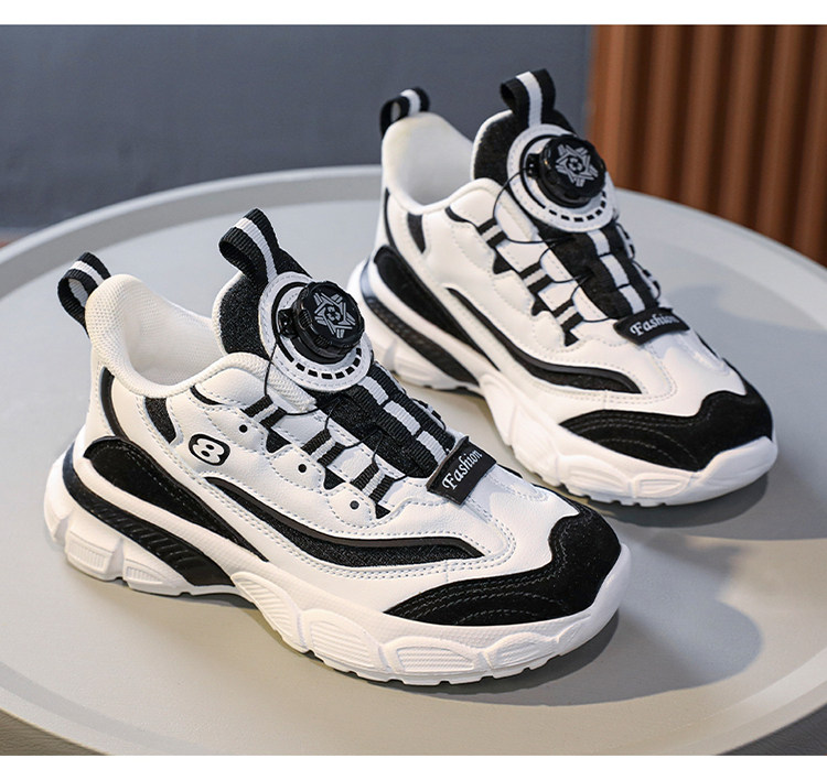 Kading Children's Shoes Boys' Sports Shoes 2026 Autumn New Ultra-Light Leather Waterproof Rotating Button Shock-Absorbing Running Shoes — 20