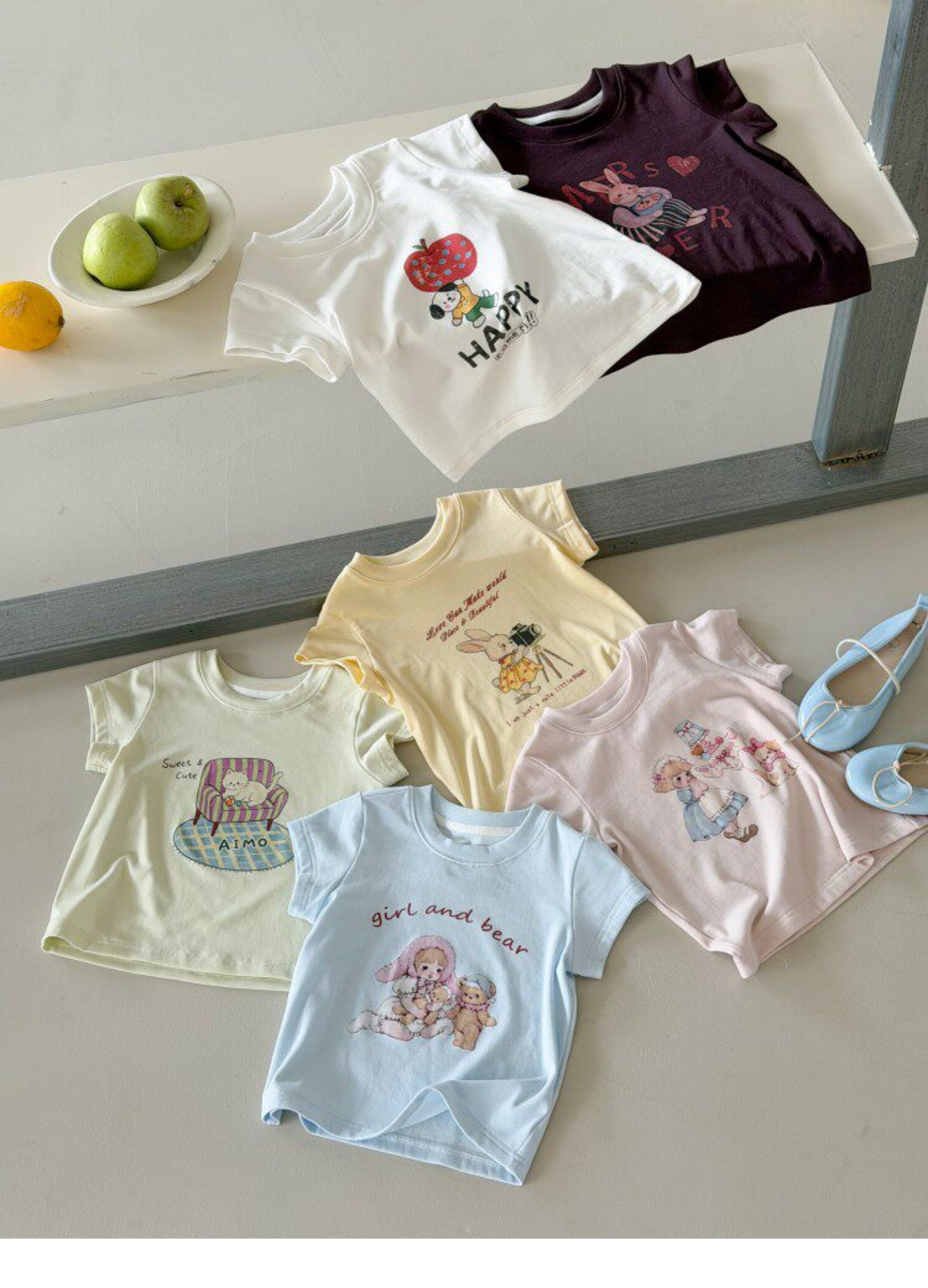 Children's Summer Lyocell Spandex Ice-Feel Sweet and Spicy Style Slim-Fit Short T-Shirt for Girls with Cartoon Print Short-Sleeve Top — 6
