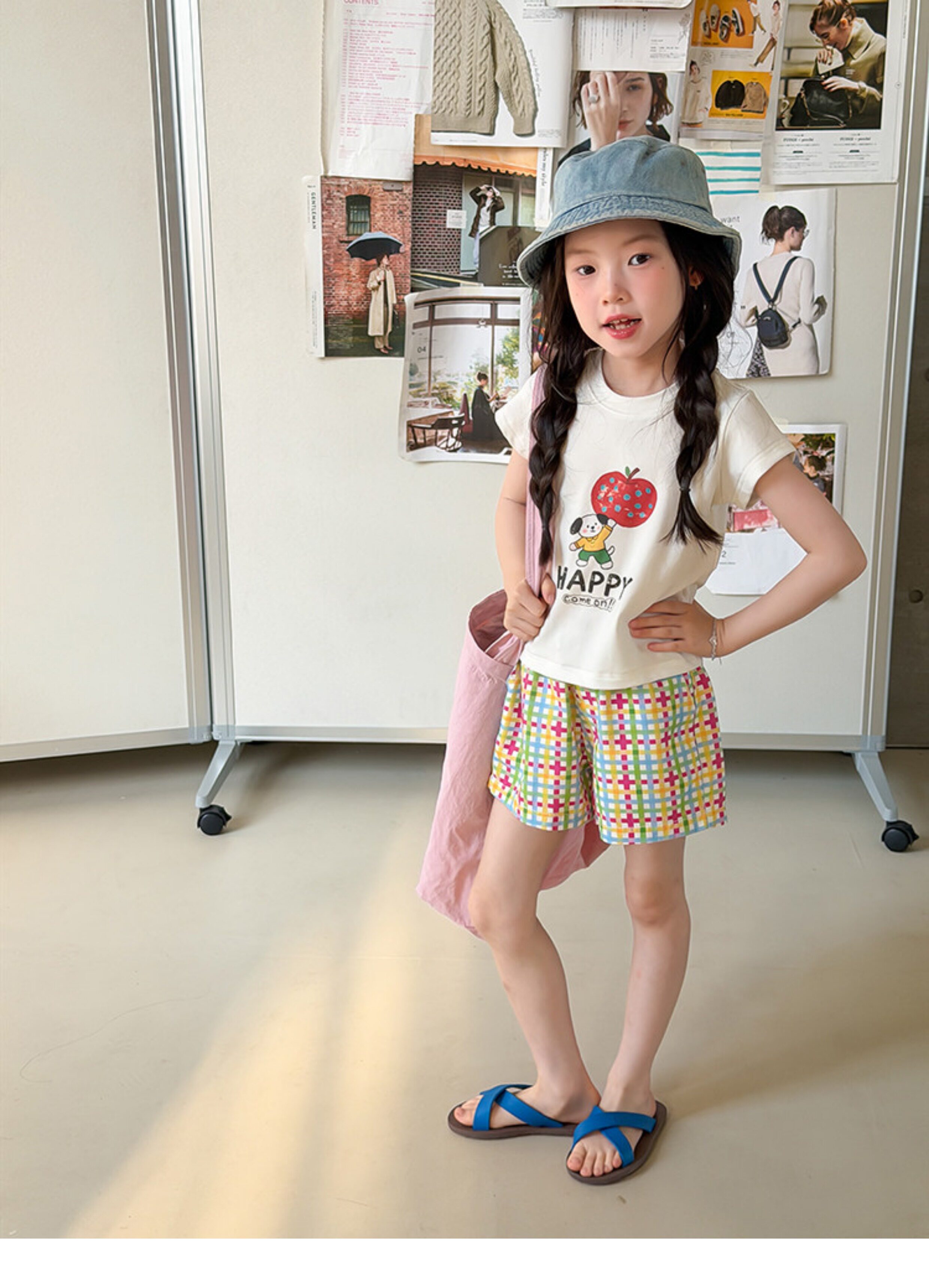 Children's Summer Lyocell Spandex Ice-Feel Sweet and Spicy Style Slim-Fit Short T-Shirt for Girls with Cartoon Print Short-Sleeve Top — 26