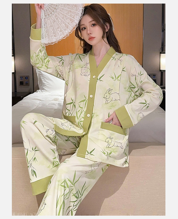 Pure Cotton Postpartum Clothing, Autumn and Winter Postpartum Nursing Pajamas for Women, Special for Breastfeeding, Spring and Autumn Maternity Home — 18