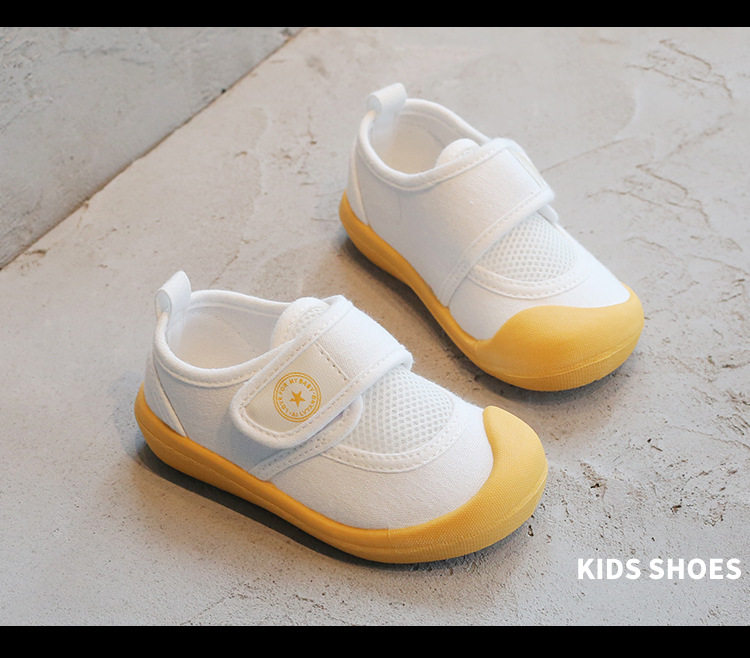 Kindergarten Indoor White Shoes for Boys, Lightweight Non-Slip Indoor Shoes for Boys Entering School, Children's White Canvas Shoes — 23