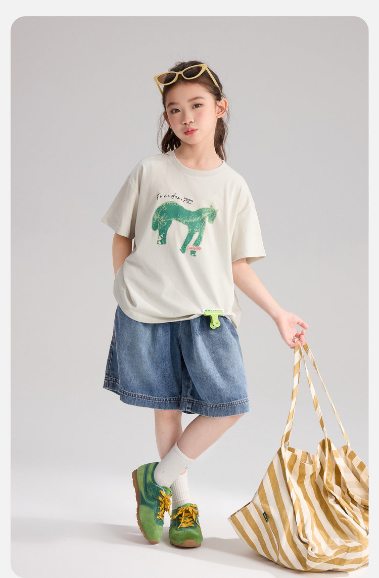 Pudding Haru 2026 Summer Collection Girls' Cool-Touch Breathable Faux Two-Piece Sun Protection Long Sleeve T-Shirt — 55