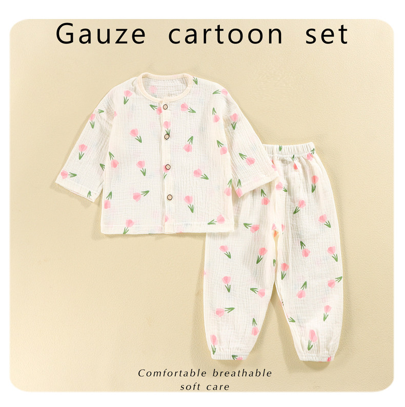 Children's Home Wear 2025 Spring and Autumn New Style Class a Pure Cotton Set for Boys and Girls, Long-Sleeve Long-Pants Pajamas, Air-Conditioning Clothing — 18