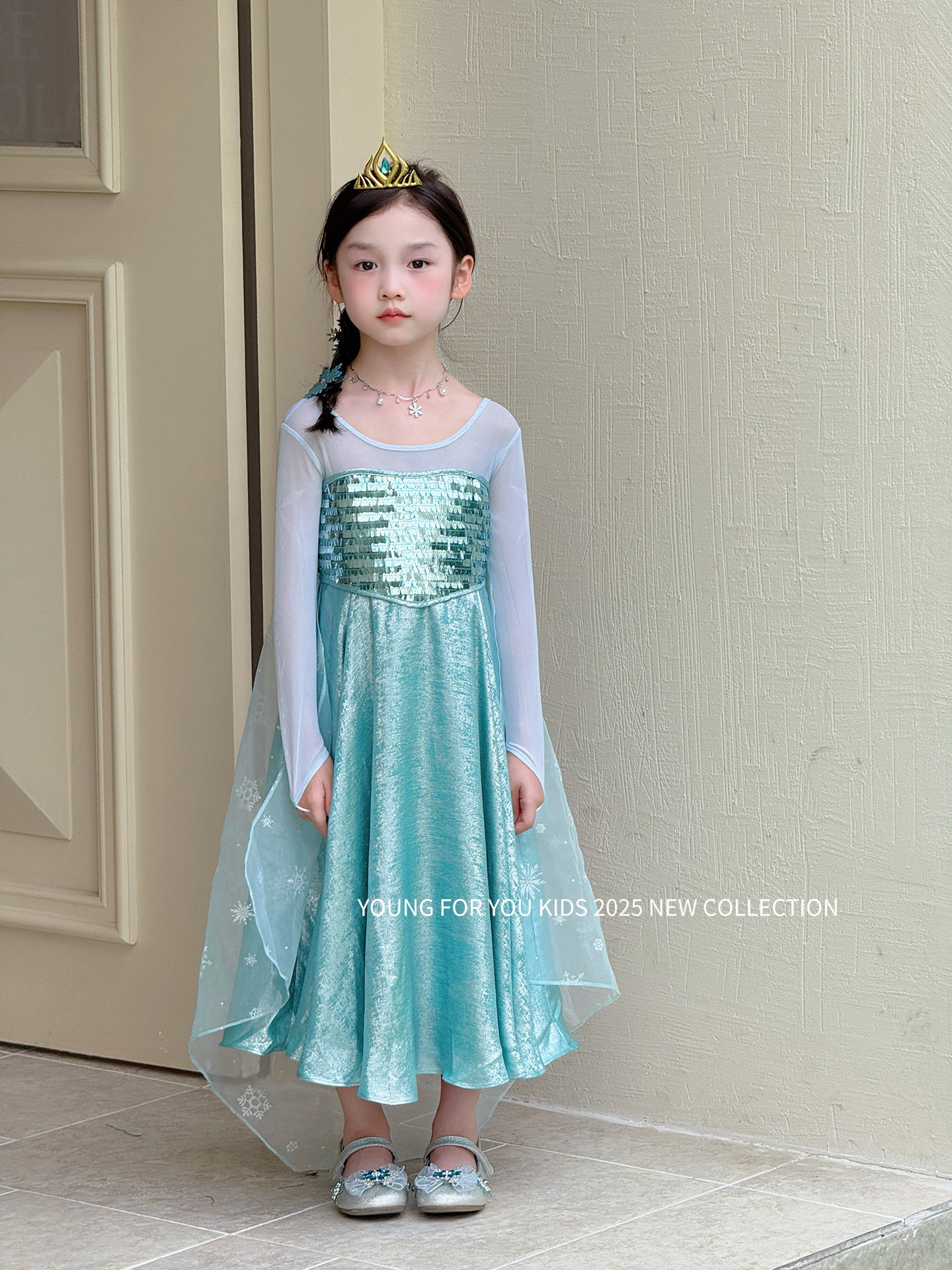 YFY Classic Gift! Princess Elsa Girl Dress Mesh Snowflake Frozen Birthday Dress Super Fairy — 22