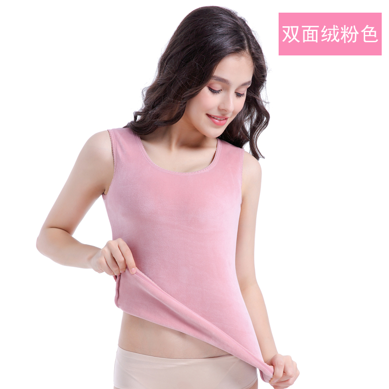 Lady đàn hồi chặt chẽ ấm lại trái tim womens đúp lớp cộng với nhung dày vest để tăng mã để bảo vệ chị em béo sinh viên bụng.