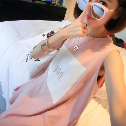 夏季无袖睡裙女吊带纯棉可爱连衣裙夏天宽松睡衣背心裙孕妇装可穿