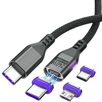 Magnetic Data Cable/Laptop Charging Cable Universal/Mobile Phone Charging Cable Dual Type C Head Super Flash Charging/Apple Tablet Charging Cable Pd Protocol Fast Charging/Tablet Computer Charging Cable