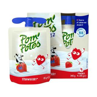 Fayoule PomPotes children's normal temperature yogurt strawberry flavor 85g*4 bags of snacks imported from France