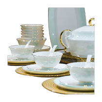 Yunzhihe dish set household European light luxury 2023 ceramic bone china housewarming tableware bowl and dish set