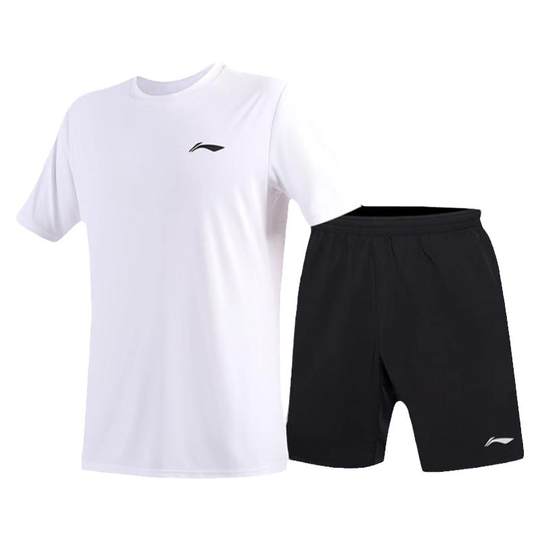 Li Ning men's running quick-drying short-sleeved sports suit