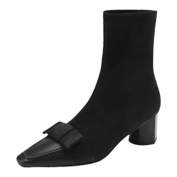 St&sat/saturday high heels women's shoes autumn and winter boots winter short boots 25 new plus velvet thick heel boots