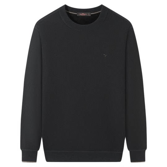 【加绒针织衫】柒牌含羊毛商务毛衫男士2025秋冬休闲保暖圆领毛衣