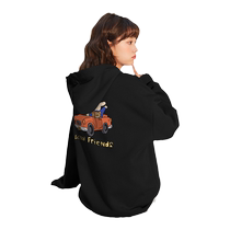Tangshi 2024 early autumn new hooded sweatshirt for women cartoon printed off-shoulder sweatshirt loose and versatile sweatshirt jacket