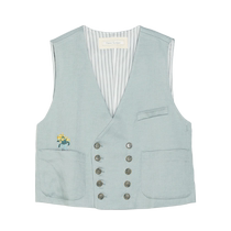(Same model in the mall Nanbai series) puretea tea linen blended embroidered vest for women 2024 spring new product