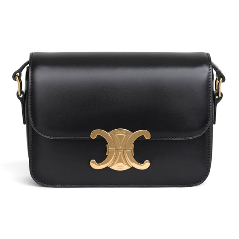 9.9新Celine/思琳Triomphe牛皮革黑色女款中号腋下包单肩斜挎包图片