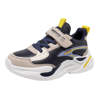 巴布豆男童鞋2025秋冬季加绒皮面防水儿童二棉鞋青少年防滑运动鞋