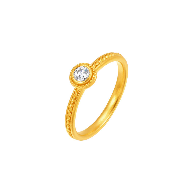 Ming brand jewelry star weaving ancient method gold ring pure gold zircon inlaid simple versatile ring bracelet AFM0427