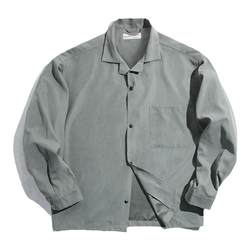 Madden tooling French retro long-sleeved Cuban collar thin shirt Naples American shirt peach skin men's autumn