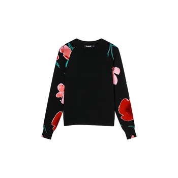Desigual25 new autumn and winter black double-sleeved printed patchwork long-sleeved women's sweater