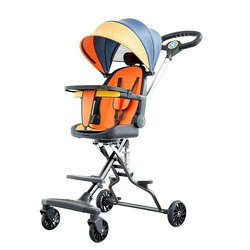 Ultra-light and foldable baby trolley, two-way, high-view, four-wheel anti-rollover baby stroller