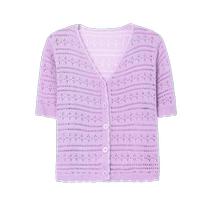 Ice silk hollow knitted sun protection cardigan for women in summer thin mid-sleeve shawl with suspender skirt and small waistcoat top