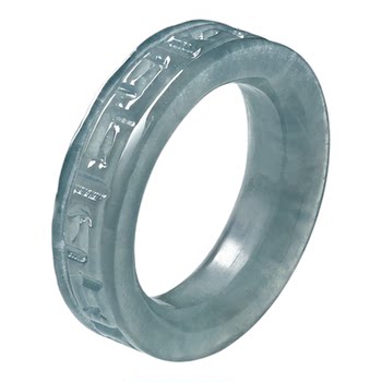Chow tai fook jadeite men's wide ring chinese style gift