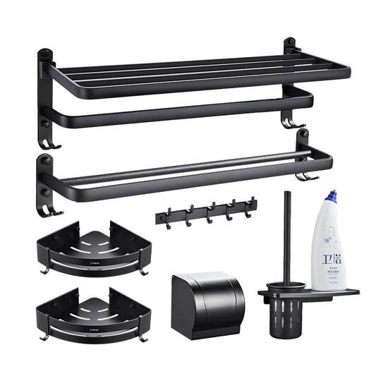 Bathroom towel rack set without drilling holes