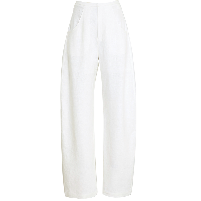 Xia Moka wears A4 waistline linen casual pants