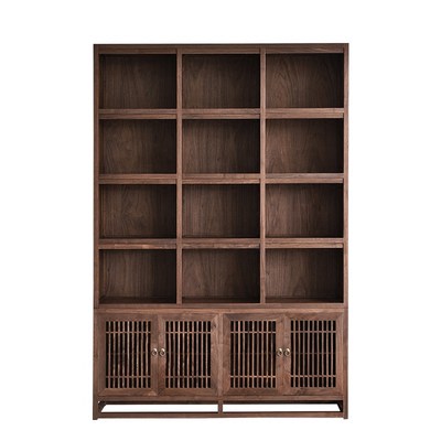 埏埴堂 new Chinese style solid wood bookcase modern minimalist Bogu rack North American black walnut display cabinet storage cabinet customization