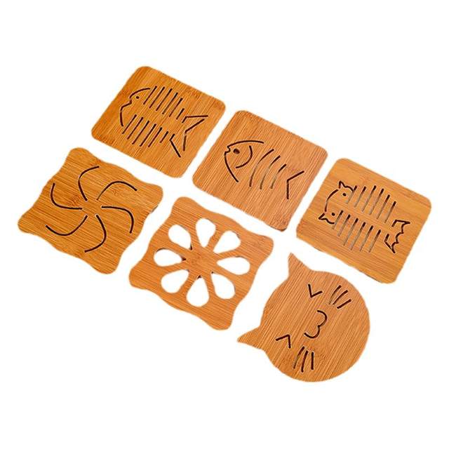 Wooden cartoon heat insulation mat dining table anti-slip tea cup