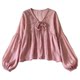 2025 Summer Super Dopamine Runaway Princess Lantern Sleeve Dance Wear Korean Holiday Fragrance Style Pink Top