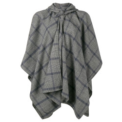 Velvet Home Welsh Plaid Cashmere Cape Coat 2023 British Style Scarf Style Ribbon Hooded Shawl Coat