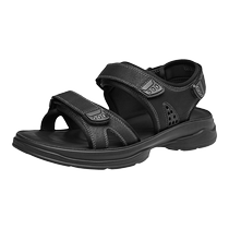 Kangnai Sandals Mens 2024 Summer Genuine Leather Soft Sole Mens Sandals Solid Color Velcro Shoes Mens Beach Shoes