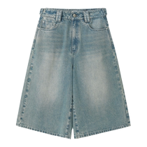 AVVENN2024 spring new vintaway retro cool sans 100 hitch lap with knee-washed denim shorts AM11305579