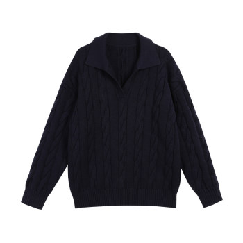 Lapel sweater for women in autumn and winter thickened loose