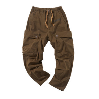 Army green large size multi-pocket military fan casual work pants