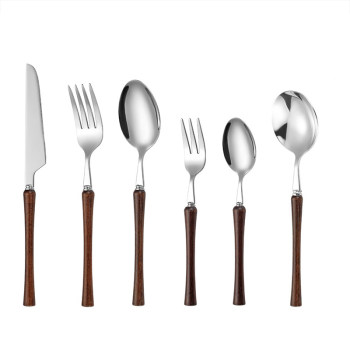 304 stainless steel western tableware set solid wood handle