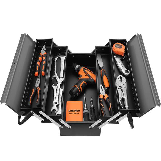 Toolbox portable electrician folding multi-layer large green forest