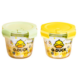 Little yellow duck glass soup bowl, microwaveable, lunch box, lunch box for office workers, fruit oatmeal cup, fresh-keeping lunch box