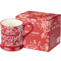 Modern Housewife Rose Holiday Mug Red Souvenir Wedding Gift Ceramic Couple Cup Home Water Cup