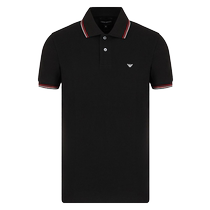 (Self-operated) Emporio Armani Armani mens pure cotton striped short-sleeved dark blue POLO shirt T-shirt