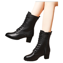 Yingzhilian summer dance shoes womens genuine leather soft-soled sailor dance shoes square dance shoes outer wear fashionable dance boots